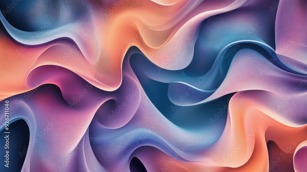 Obraz premium A seamless abstract design with smooth, intersecting lines in a vibrant, fluid pattern.