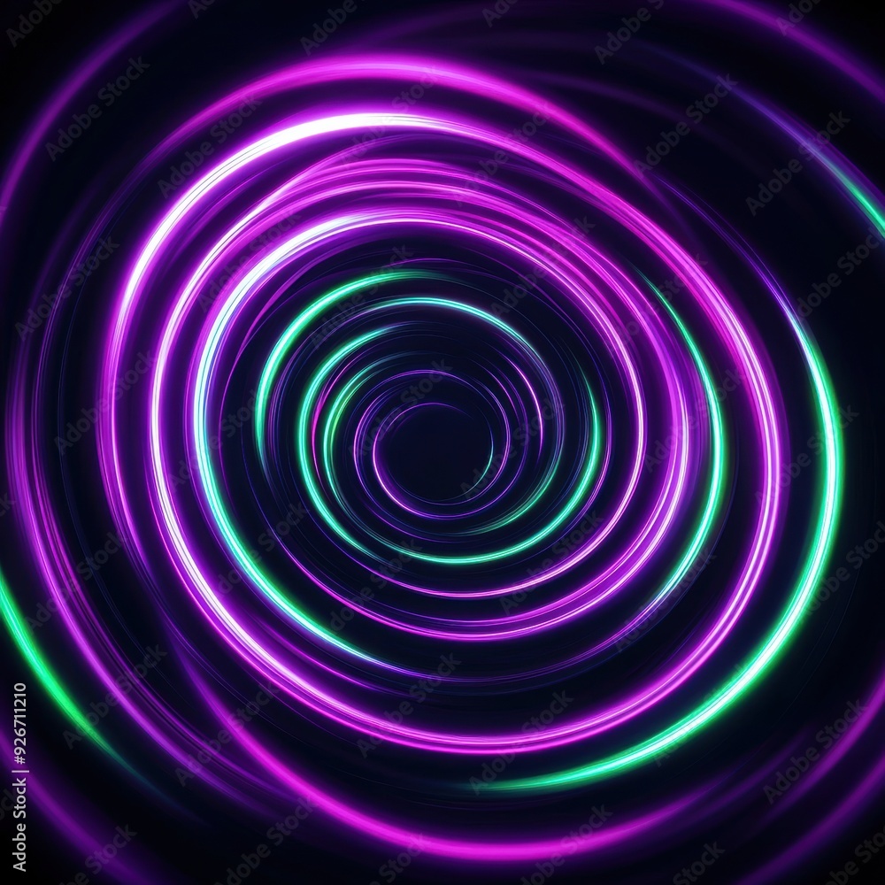 Neon spirals in vivid shades of purple and green, creating a hypnotic, futuristic design. The circular motion and glowing colors form a captivating visual effect. Neon spirals in vivid shades of purple and green, creating a hypnotic, futuristic design. The circular motion and glowing colors form a captivating visual effect.