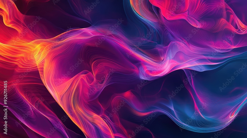 Obraz premium A vibrant abstract background with intersecting, fluid, colorful lines creating a smooth pattern.