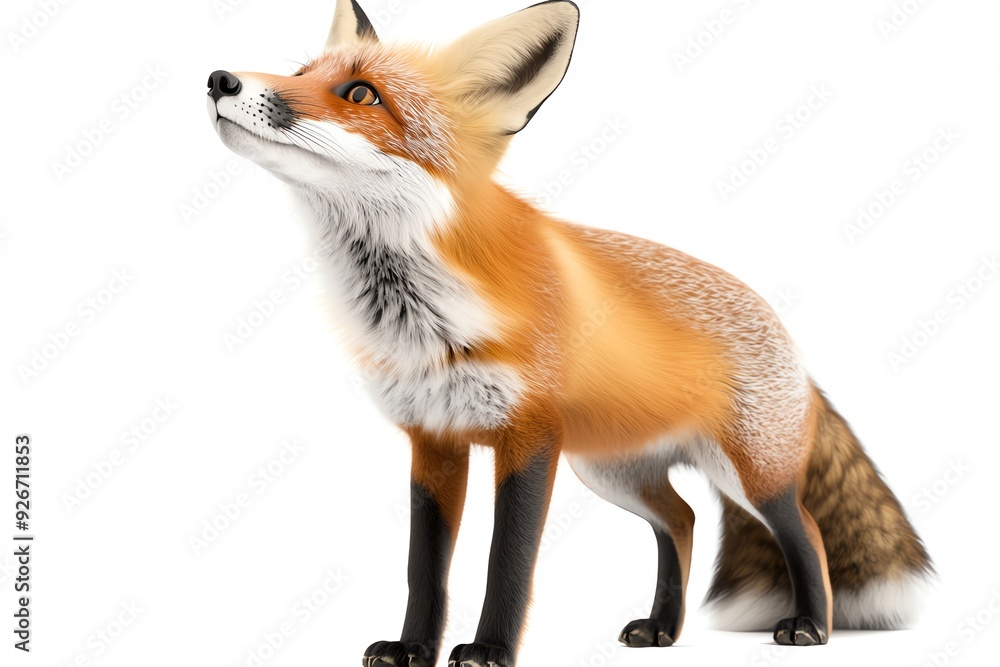 curious red fox sniffing the air, isolated, 3d animation design illustration curious red fox sniffing the air, isolated, 3d animation design illustration
