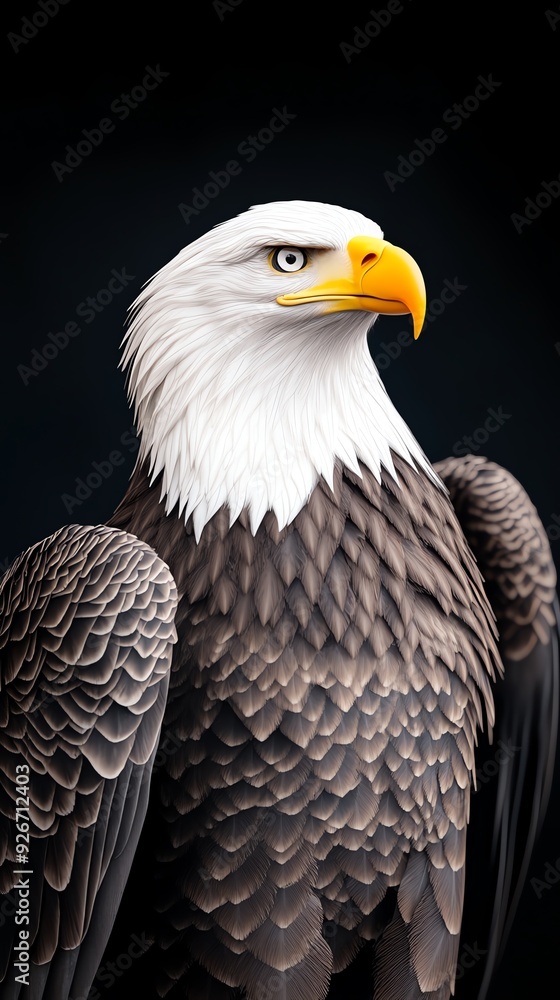Close-up portrait of a majestic bald eagle with sharp eyes and a powerful beak. Close-up portrait of a majestic bald eagle with sharp eyes and a powerful beak.