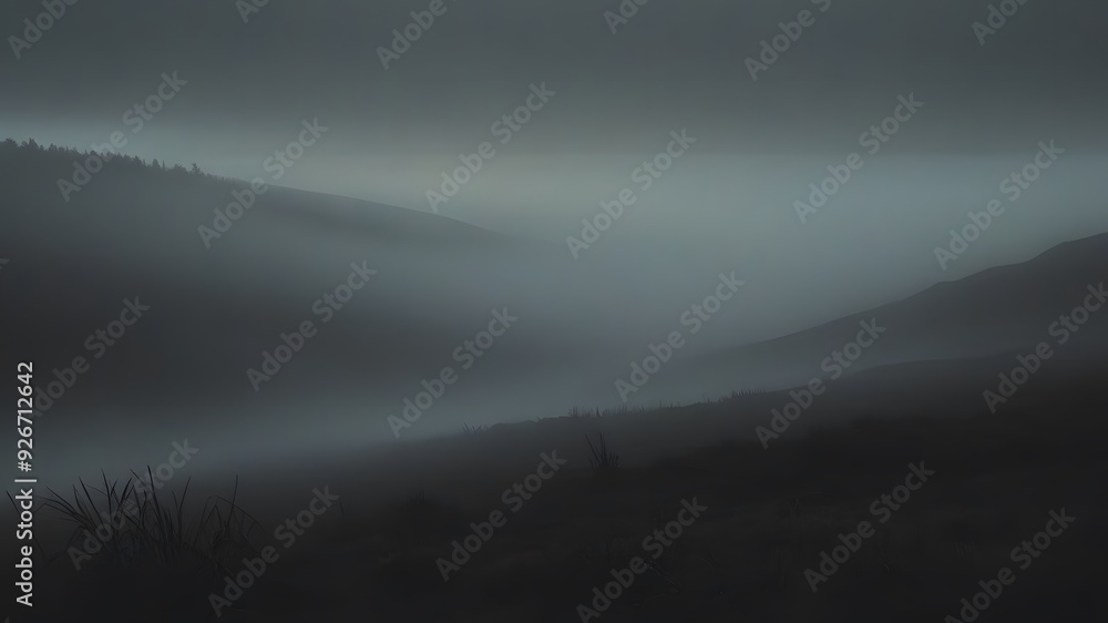 Dark Landscape with Rolling Fog | Foreboding Scene with Mysterious, Atmospheric Mood Dark Landscape with Rolling Fog | Foreboding Scene with Mysterious, Atmospheric Mood