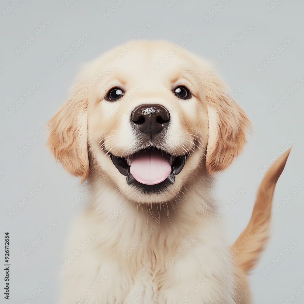Cute golden retriever puppy with happy expression. Cute golden retriever puppy with happy expression.
