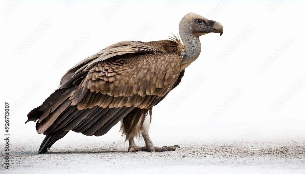 Obraz premium On a white BackgroundA vulture standing on the ground with a white background
