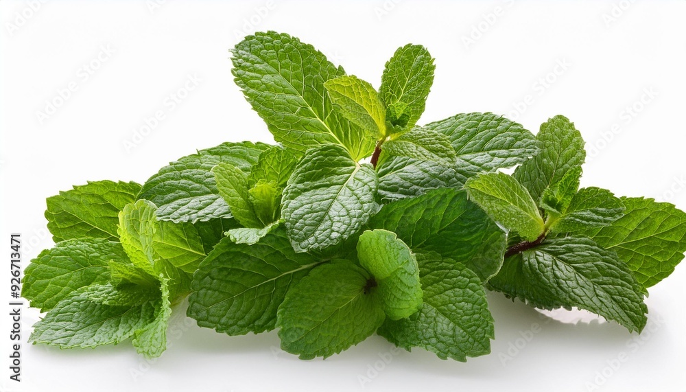 On a white BackgroundFresh Mint Leaves on White Background On a white BackgroundFresh Mint Leaves on White Background