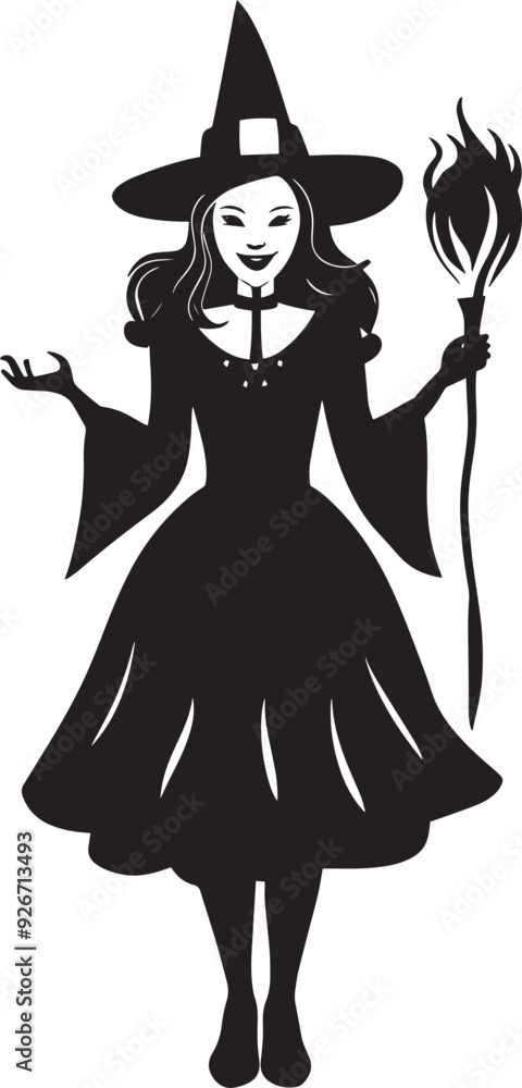 Halloween witch silhouette vector art illustration isolated on white background Halloween witch silhouette vector art illustration isolated on white background