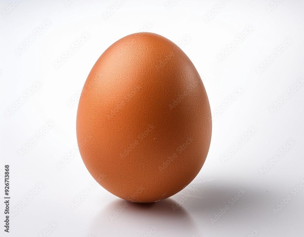 On a white BackgroundSingle brown egg on white background On a white BackgroundSingle brown egg on white background