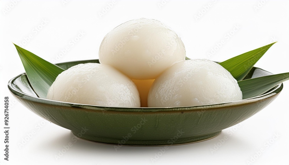 On a white BackgroundThree Glutinous Rice Balls in a Bowl On a white BackgroundThree Glutinous Rice Balls in a Bowl