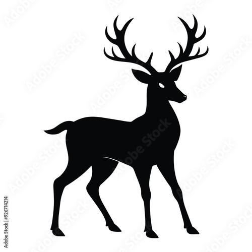 deer silhouette vector black and white