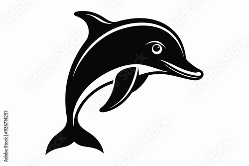 Dolphin jumping Silhouette art logo vector illustration 