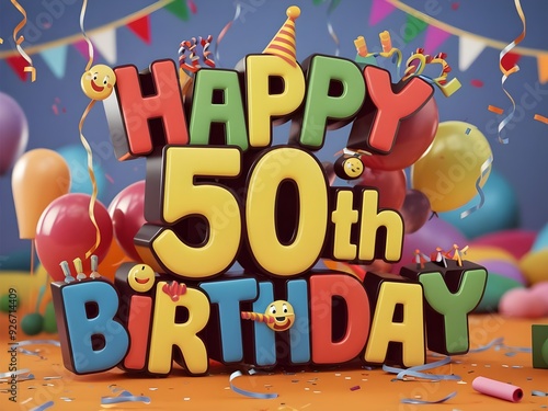 Happy 50th birthday with bold colors