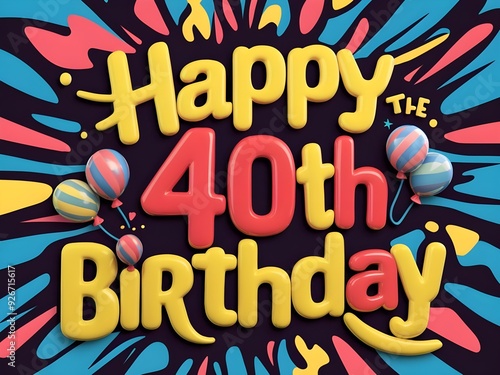 Happy 40th birthday with festive design