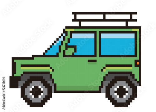 8ビットで描いた自動車のピクセルアート　乗用車、RV車のイラスト　アイコン
