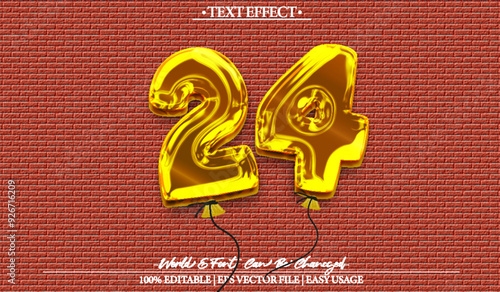 Happy Bırtday Vector Text Effect Editable Alphabet Balloons Party Suprise Yellow Confetti