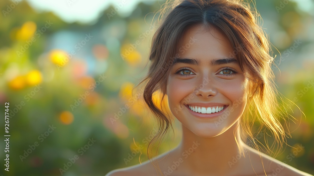 Cheerful Young Woman with Radiant Smile Captured Mid-Laugh in Vibrant Outdoor Setting, Sunlight Enhancing Her Features with Soft-Focus Greenery Background for Smile125bb413-513e-4a65-a454-70348b31f215 Cheerful Young Woman with Radiant Smile Captured Mid-Laugh in Vibrant Outdoor Setting, Sunlight Enhancing Her Features with Soft-Focus Greenery Background for Smile125bb413-513e-4a65-a454-70348b31f215
