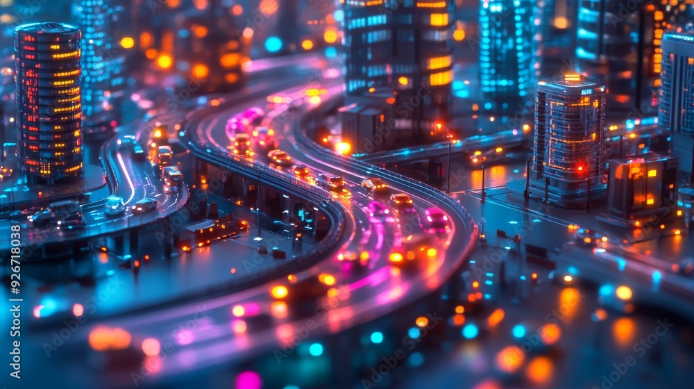 AI-Powered Smart Cities with Automated Traffic Systems: A cityscape where traffic lights and vehicles are controlled by AI for optimal flow. AI-Powered Smart Cities with Automated Traffic Systems: A cityscape where traffic lights and vehicles are controlled by AI for optimal flow.