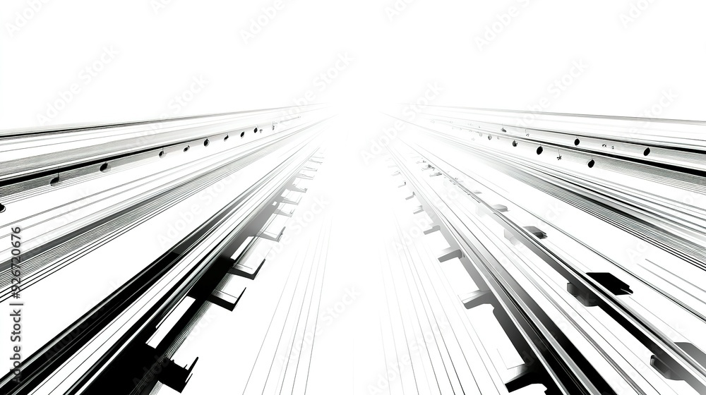 Converging Train Tracks Leading to a White Horizon Converging Train Tracks Leading to a White Horizon