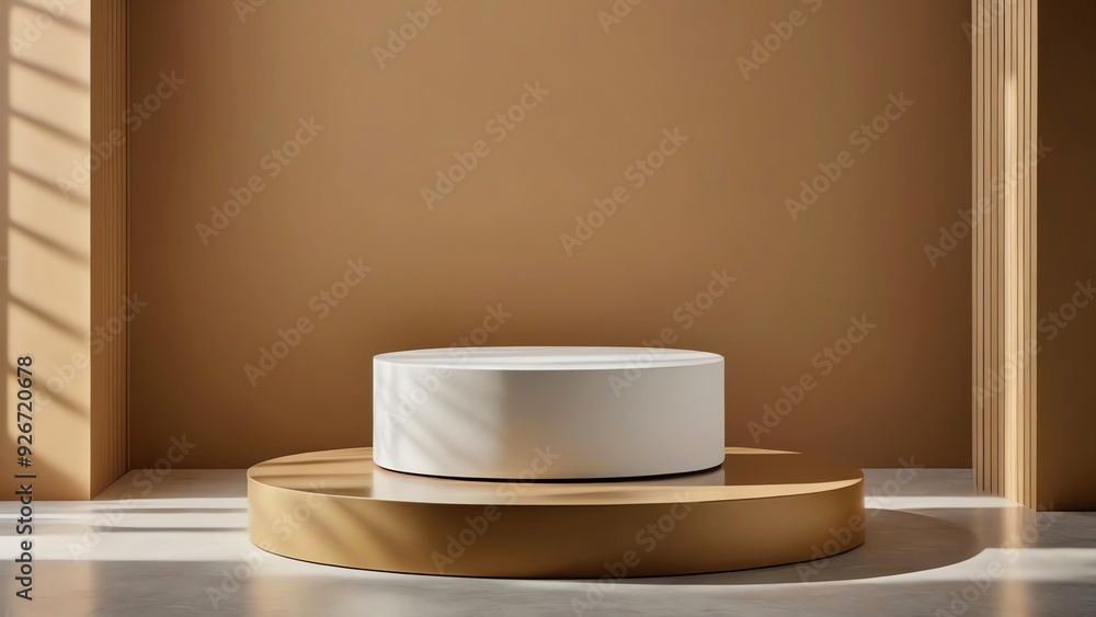 A 3d representation of a simple setting including a white podium and earthy tones. Display stand for advertising cosmetics and mocking up product presentations.
A 3d representation of a simple setting including a white podium and earthy tones. Display stand for advertising cosmetics and mocking up product presentations.