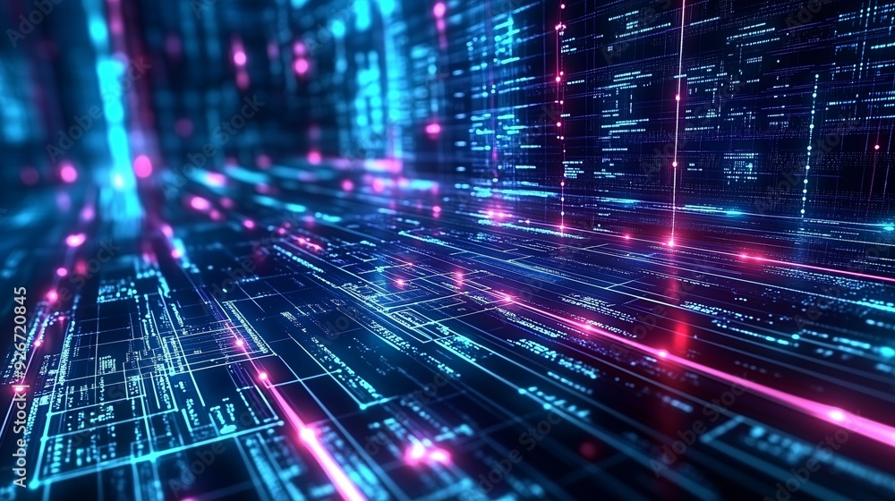 Vibrant Abstract Digital Landscape Featuring Glowing Connections Vibrant Abstract Digital Landscape Featuring Glowing Connections