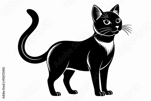  A sketch of cat silhouette black vector art illustration