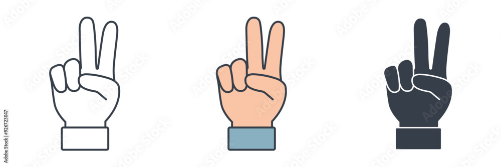 Peace Sign Hand Gesture icon symbol vector illustration isolated on white background Peace Sign Hand Gesture icon symbol vector illustration isolated on white background