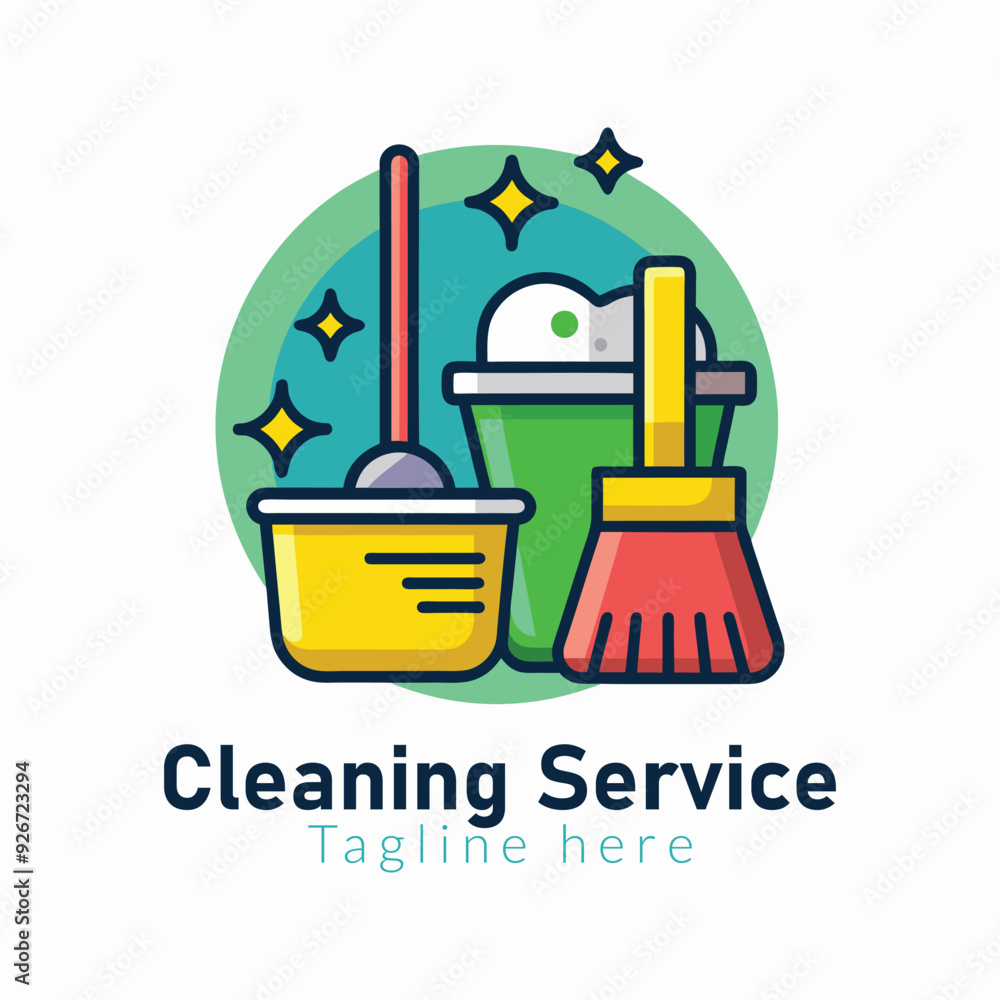 Cleaning service logo design with cleaning brush vector illustration Cleaning service logo design with cleaning brush vector illustration