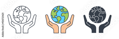 Earth in Hand icon symbol vector illustration isolated on white background