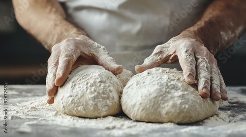 The timeless charm of a baker thoughtfully crafting traditional bread dough in a tranquil kitchen, bringing forth memories of simpler times and cherished moments.