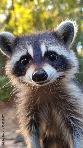 Curious Raccoon Gazing with Amusement, Wildlife Photography Generative AI