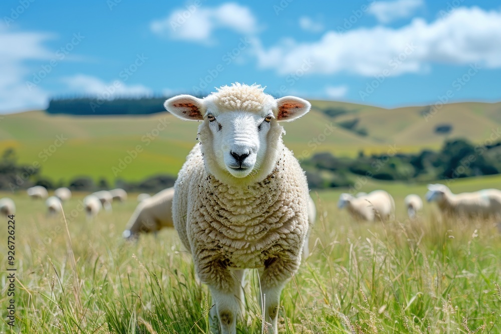 Fototapeta premium Curious Sheep in a Field