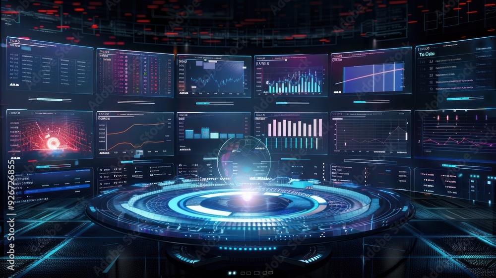 Obraz premium Futuristic Technology Interface with Data and Analytics