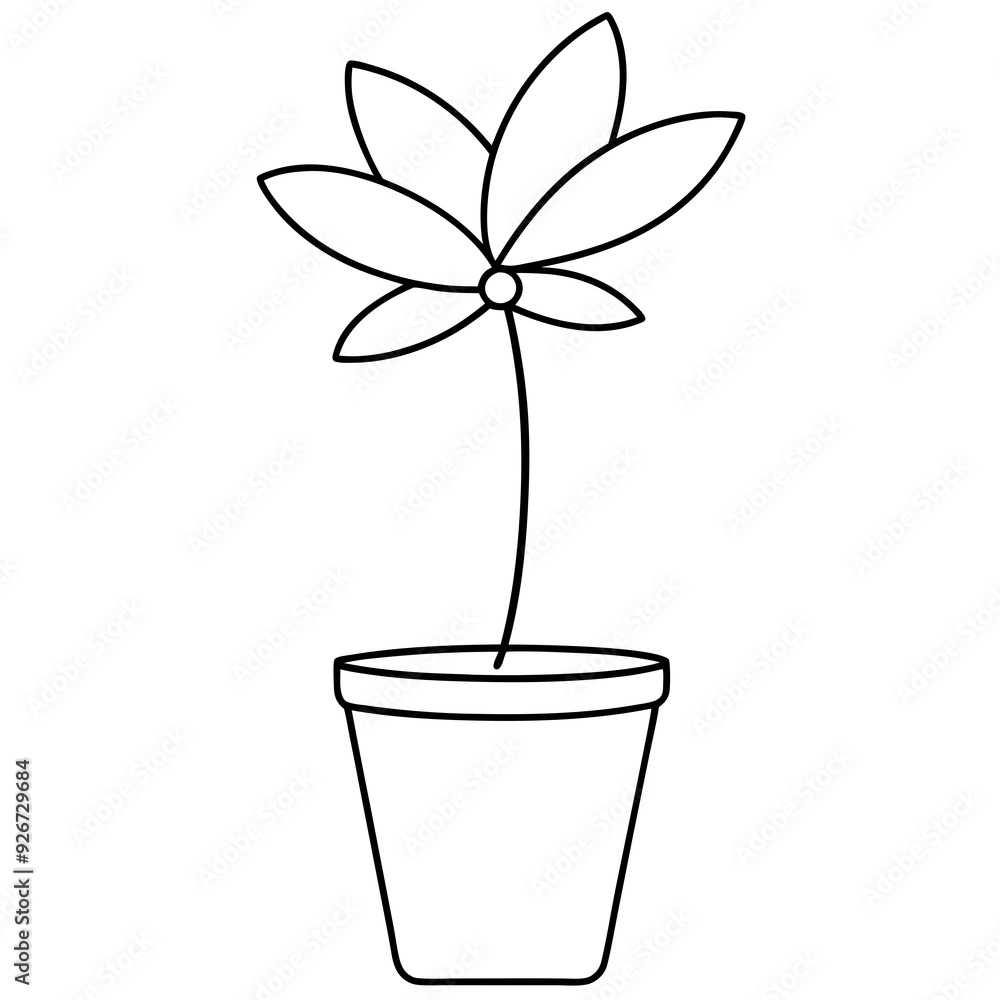 continuous single line drawing of potted flower, line art vector illustration continuous single line drawing of potted flower, line art vector illustration