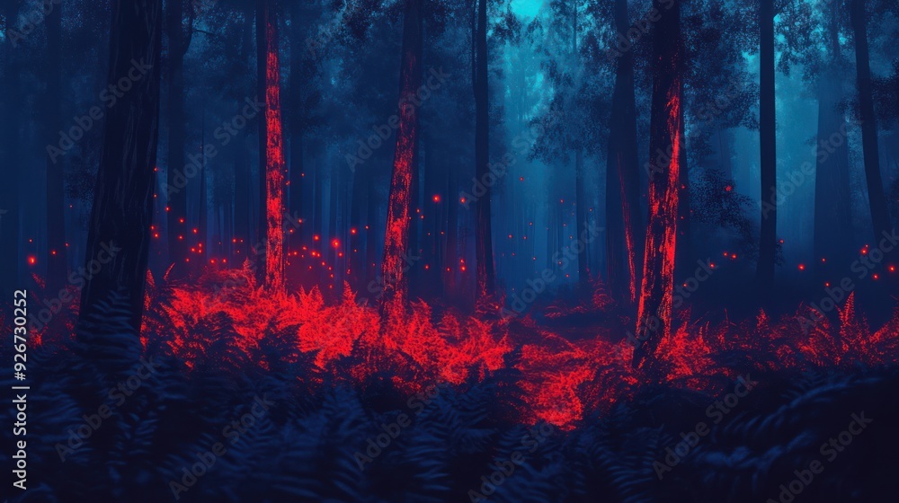Fototapeta premium Enchanted Forest with Glowing Lights