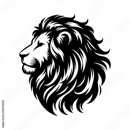 Lion, vector black color silhouette solid white background