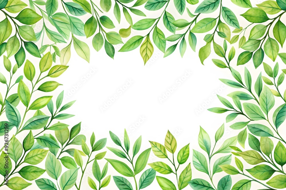 Watercolor frame with green leaves isolated on white background.
Watercolor frame with green leaves isolated on white background.