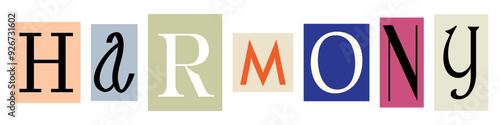 Colorful letters spelling harmony