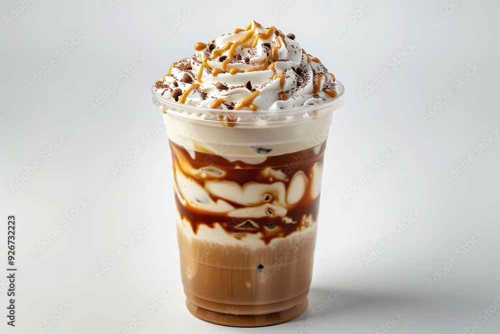 Iced coffee latte in cup on white background Iced coffee latte in cup on white background