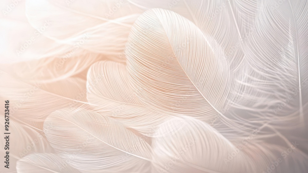 Soft, delicate white feathers arranged in a beautiful pattern. Soft, delicate white feathers arranged in a beautiful pattern.