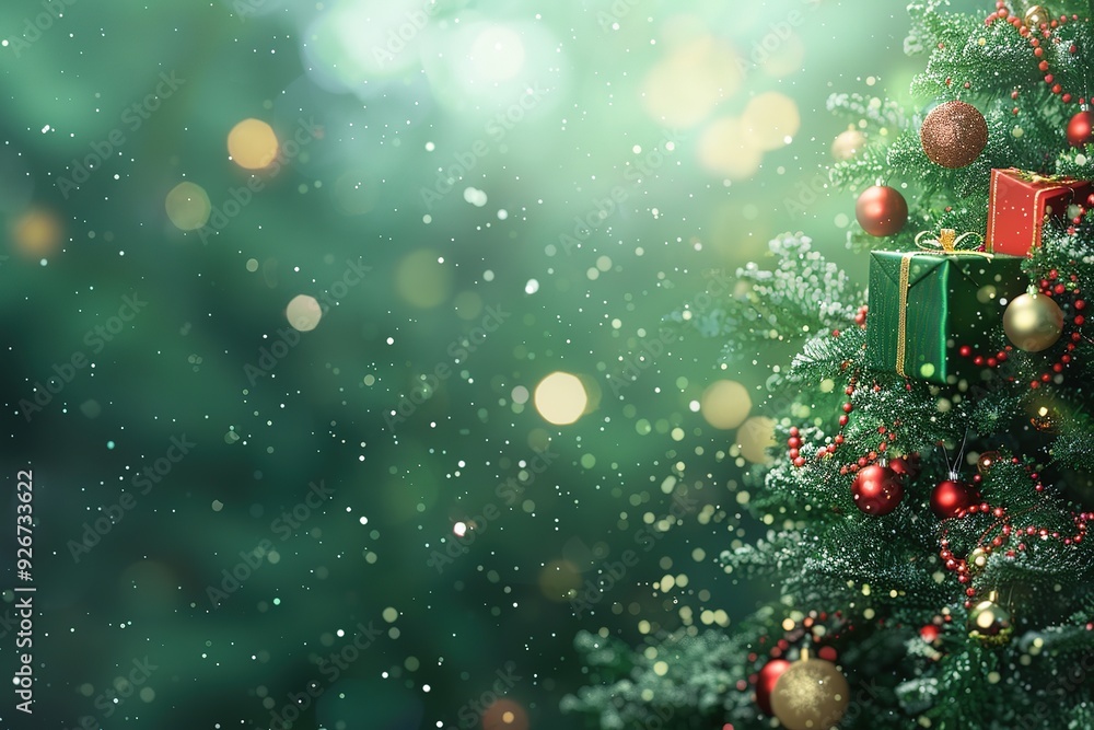 Christmas and New Year background with Christmas tree and bokeh lights, Ai generated Christmas and New Year background with Christmas tree and bokeh lights, Ai generated