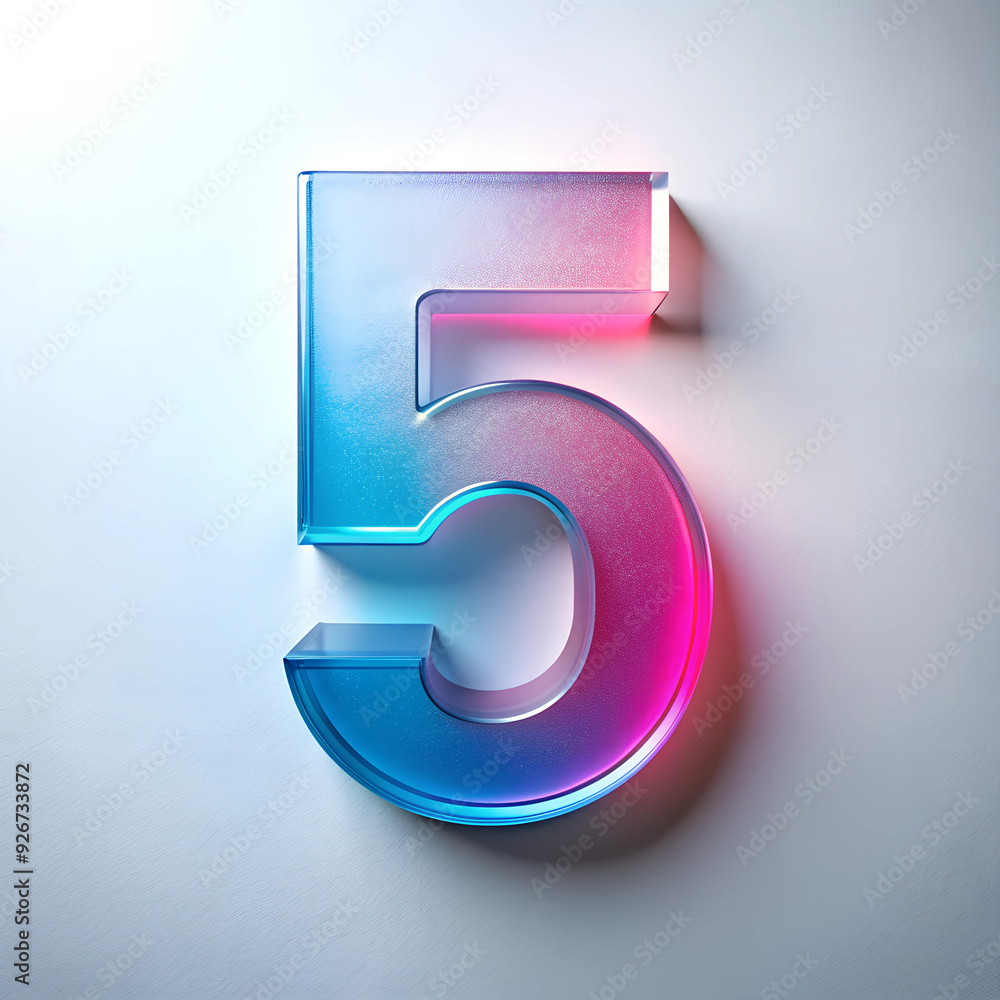 Pink and blue mixed gradient, number 5, octane render,transparent glass texture,frosted glass,transparent technology sense, industrial design,white background,minimal Pink and blue mixed gradient, number 5, octane render,transparent glass texture,frosted glass,transparent technology sense, industrial design,white background,minimal