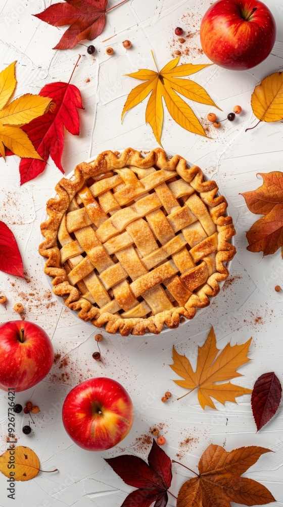 apple pie on autumn background. apple pie on autumn background.