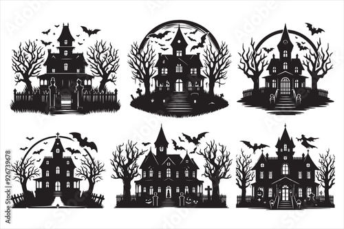 Haunted house vector silhouette