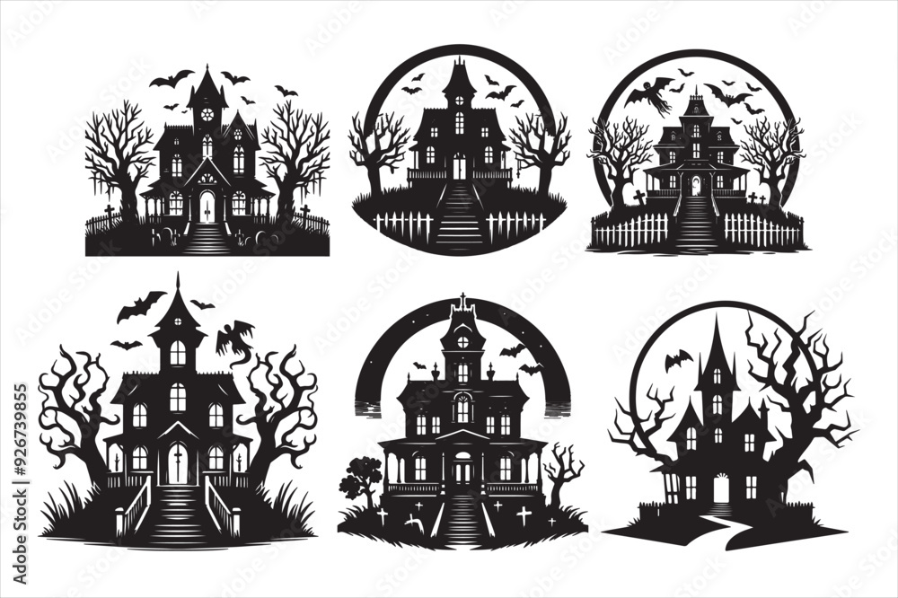 Haunted house vector silhouette Haunted house vector silhouette
