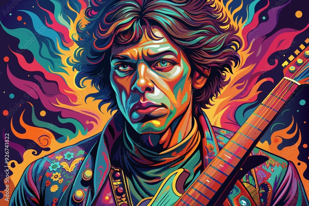 man with a guitar, art man with a guitar, art