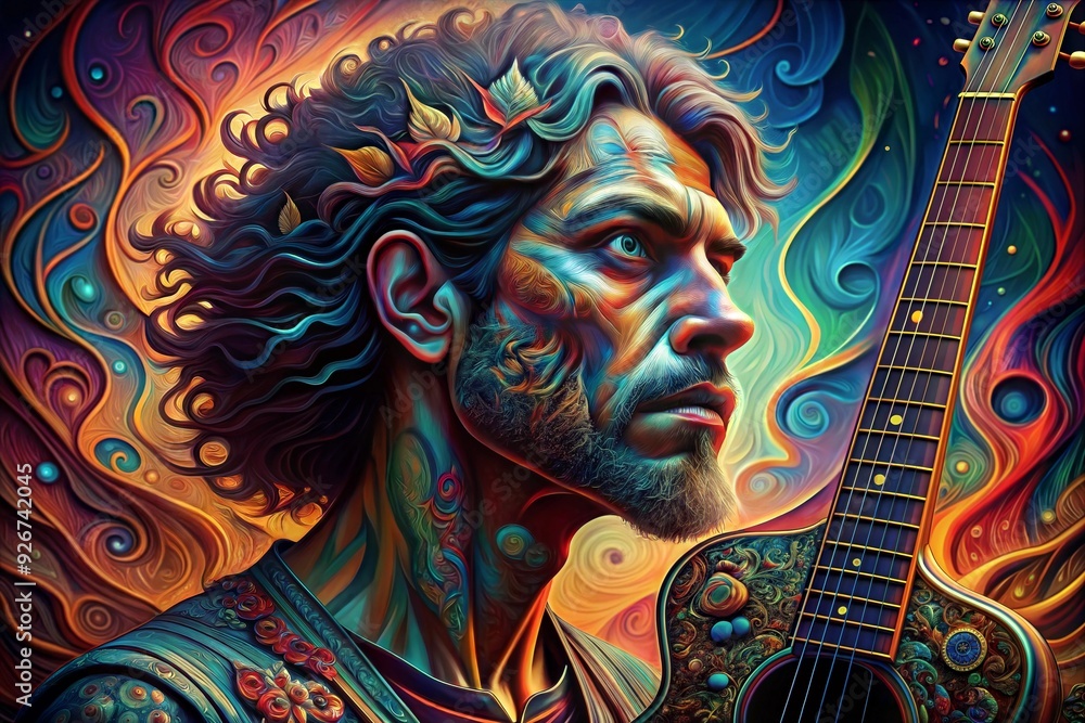 Fototapeta premium man with a guitar, art