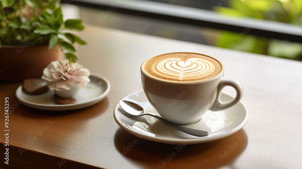 Warm Cappuccino in Cozy Café - Generative AI Warm Cappuccino in Cozy Café - Generative AI