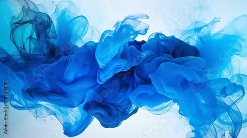 Abstract Blue Smoke on White Ink - Generative AI