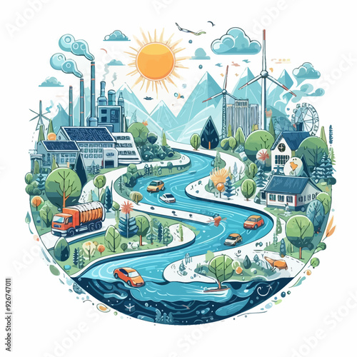 This vector image shows the importance of the environment.

