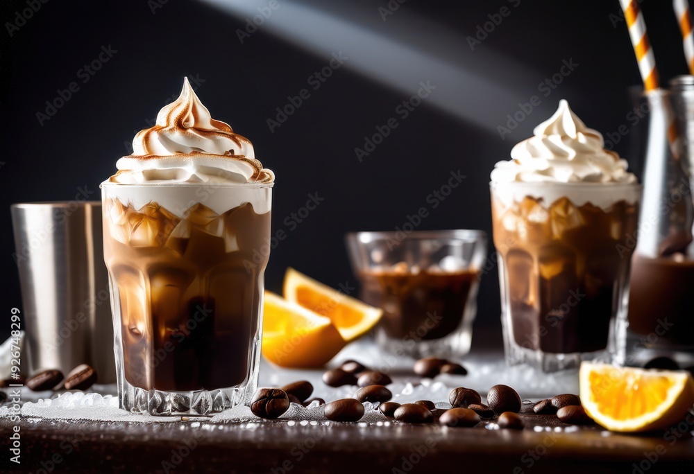 refreshing iced coffee served frosty glass ice cubes whipped cream topping perfect summer beverage experience, drink, cold, chilled, creamy, refreshment refreshing iced coffee served frosty glass ice cubes whipped cream topping perfect summer beverage experience, drink, cold, chilled, creamy, refreshment
