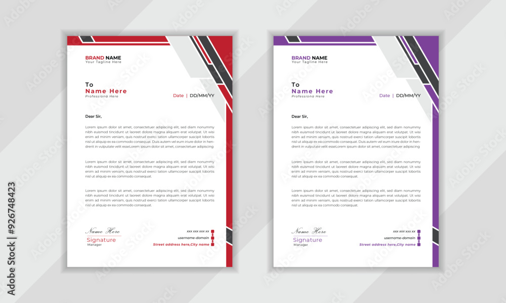 Obraz premium Modern minimal vector template professional letterhead layout design
